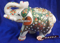 Elephant ornaments handicraft decorations white marble head statues hand-painted H4199 desktop