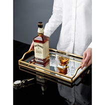 Nordic wind luxury gold mirror glass pallet tea coffee and modern modern advanced sensing tea plate