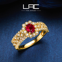 Lac Jewelry Natural Pigeon Blood Ruby Ring Women 18k Gold Custom Vintage Colored Treasure Jewelry