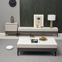 Ideolar minimalist rock plate TV cabinet tea table combined modern minimalist light lavish living room Small family type TV cabinet ground cabinet
