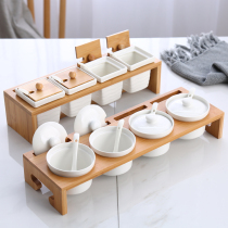 Household ceramic seasoning box seasoning jar set seasoning jar chili jar chili jar with lid kitchen supplies seasoning box