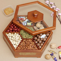 Chinese fruit plate wooden modern creative living room household candy box dried fruit box split with lid coffee table fruit plate