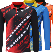 Autumn and winter quick-drying long-sleeved badminton top Mens and womens sports lapel air volleyball table tennis training uniform printing