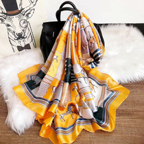  Silk scarf womens summer all-match long gauze scarf thin oversized scarf thin summer seaside sunscreen beach towel shawl