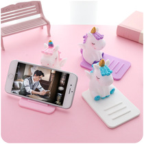 Creative pvc soft glue lazy cartoon mobile phone holder unicorn car desktop multifunctional adjustable stand