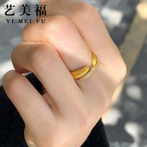 999 pure gold feather gold ring womens ancient craft inlaid Mosang finger ring new new ring Christmas gift