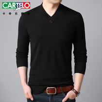 Caravan Crocodile Crocodile boys sweater Korean version V collar autumn winter mens weasel-shirt collar Korean version Trend easy to hit undershirt