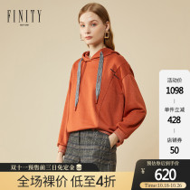 FINITY2020 winter dress new orange long sleeve hooded sweater fashion loose pullover top women wear