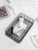 Household desktop storage basket wrought iron snack storage basket storage basket storage frame bathroom countertop small basket storage basket