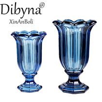 Flower vase Glass transparent hydroponic green radish flower creative living room entrance European retro decoration home ornaments