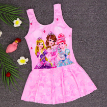 2021 Childrens swimsuit Female princess swimsuit Small child middle child Korean cute hot spring girl one-piece swimsuit