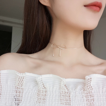 Light luxury niche design sense bow necklace new female ins choker summer accessories collar