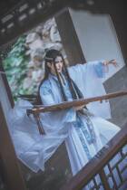 (Qixin Pavilion)-Jing Xing Haguang-Magic Dao ancestral ancient costume blue forget machine COS smear spot