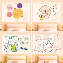 Hanging cloth background cloth ins hand-painted cartoon cute Net Red Girl heart simple student room decoration wall cloth tapestry