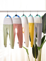Baby high waist belly pants baby crotch pants cotton mesh pants children Air conditioning pants anti-cold trousers light and thin