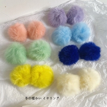 Autumn and winter New plush velvet big ball earrings female 925 silver needle Net red trendy European and American fashion exaggerated ear ornaments