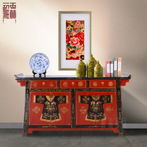 New Chinese Dining Side Cabinet Fugu Xuanguan Cabinet Door Hall Cabinet Lockers Shoe Cabinet Imitation Ancient Make Old Teething Side Cabinet Xuanguan Table