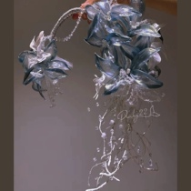 Ice through smog blue lily of the Valley carrying bride custom handmade wedding pinky22 wedding manufacturing