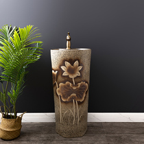 Ceramic home column type washbasin balcony toilet integrated floor-type column basin Outdoor Handwashing Terra basin 8