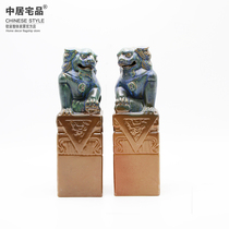 Modern new Chinese ceramic lion ornaments new Chinese model room living room entrance decoration cabinet soft decoration accessories