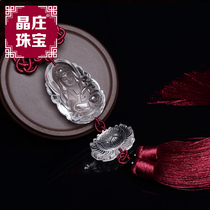 Jingzhuang high-grade natural white crystal Guanyin car hanging to ensure safe car interior hanging accessories car decoration Lotus new car accessories