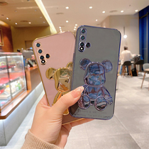 Applicable Huawei nova5pro mobile phone shell Cubic bear nova5 plated soft silica gel nova6 anti-fall full package nova6se cartoon woman nova5i 5ipro can