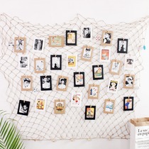 Background decorations photo grid fishing net hanging wall Room Photo Wall Wall Wall decoration fish net hemp rope girl photo frame arrangement