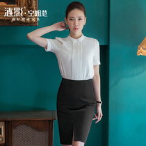 Clearance 60% off summer chiffon shirt women's workwear short sleeve white shirt simple slim formal women's tops