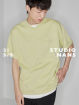 (NANS) Double stock Smooth Sensation Combed Cotton Laminated Sheet V Collar Base Pocket Profile TEE V-NECK TEE