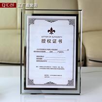 Certificate of authorization set-up honorary glass photo frame certificate frame glass trademark Wall registration certificate Crystal certificate a4