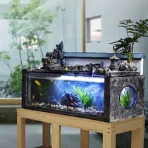 Big gold fish tank aquarium lazy people change water back filter living room small household desktop ecological creative self-circulation