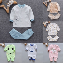 Baby one-piece clothes spring autumn clothing pure cotton 3 months male and female baby lingerie suit Spring dress thin family clothes Residence Clear Barn