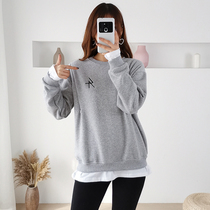 2021 Winter plus velvet plus velvet pregnant womens sweater short loose top casual lactation coat pullover warm bottom coat