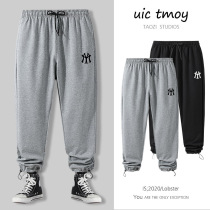 Summer thin sweatpants mens Korean version of the trend loose straight drawstring drawstring pants wide leg guard pants casual pants