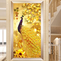 Diamond painting cross stitch stick Diamond full of gold treasure vertical porch all 2019 new living room Gold Peacock 5d