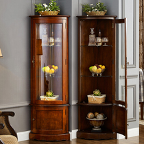 American Full Solid Wood Corner Cabinet Wall Corner Items Cabinet Living Room Eu Style Corner Cabinet Corner Leaning Against Wall Glass Door Triangle Wine Cabinet