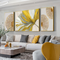 Hand-painted oil painting modern simple living room sofa background wall gold leaf wealth tree triplet painting light luxury decorative painting hanging painting