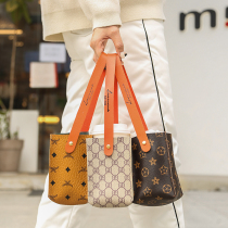 Leather milk tea cup suitcase handbag general insulation protection package coffee cup outgoing beverage cup cover