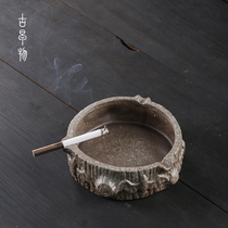 Ancient morning creative coarse pottery ashtray home office living room simple windproof ashtray tea table tea ceremony accessories