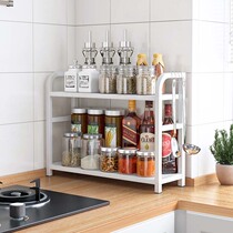 Second floor shelving white shelf white shelf Sauce Vinegar Seasoning Bottle Sauce holding shelf in kitchen hearth