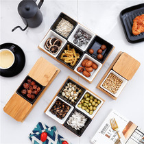 Nordic style home ceramic snack plate Dried fruit plate Fruit grid plate Modern living room afternoon tea candy snack plate