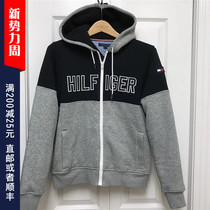 Tommy Hilfiger Tommy mens New thick lamb cashmere colorblock letter zipper sweater