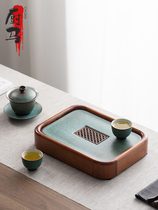 Kitchen Horse light extravagant retro solid wood tea tray storage type Chinese flower pear wood tea tea small tray tea path home dry foam tray