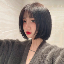 Wig girl short straight hair handsome bobo bobo Korean two-dimensional air bangs realistic and cute clavicle hair