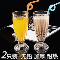 Creative Lead-free Glass Milk Tea Cup Thickened Juice Cup Ice Cream Cup heat resistant Beer Cup Milk Shake Cup