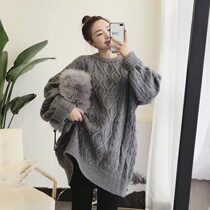 2020 megacity pregnant woman autumn and winter outside wearing thickened knitted sweatshirt with loose medium length sweaters chubby MM200 catty