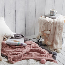 ins Wind Net red solid color knitted cover blanket chenille ball leisure blanket new bed sofa blanket nap blanket