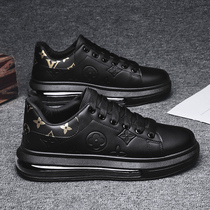 European station mens casual leather shoes waterproof Joker trendy shoes Net red Korean version of the trend air cushion board shoes 2021 new autumn