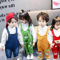 Single pants childrens pants outer single 2019 denim boys pants new baby childrens bib pants baby girl bag return