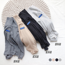 Childrens high neck bottoming 2020 autumn mens and womens childrens high elastic soft waxy striped T middle and small childrens pit strip high neck pure cotton bottoming